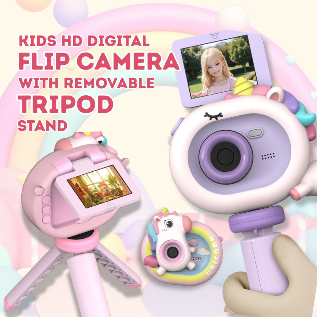 Purple Unicorn HD Flip Screen Camera w/ Tripod Stand Pix & Play Co.