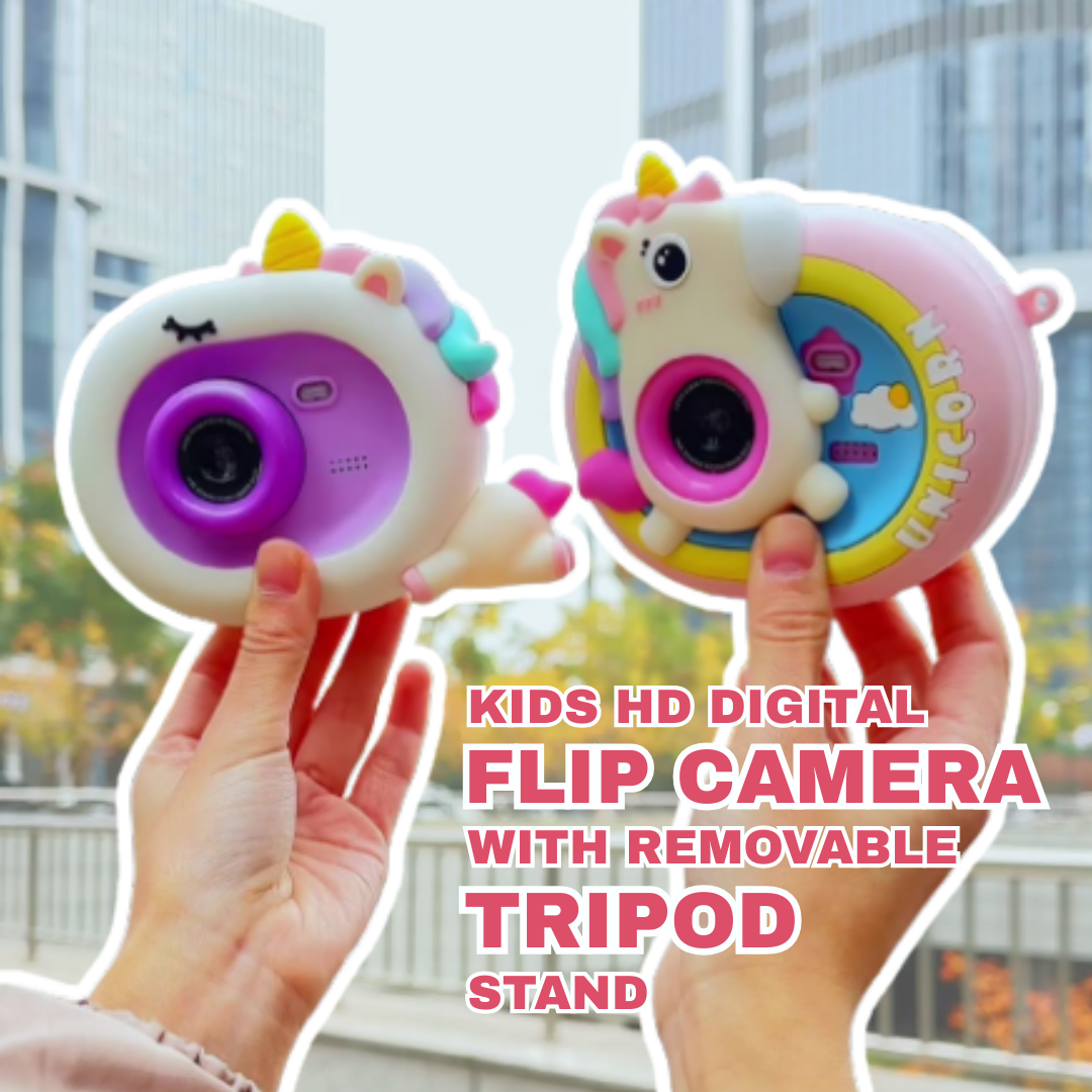 Purple Unicorn HD Flip Screen Camera w/ Tripod Stand Pix & Play Co.