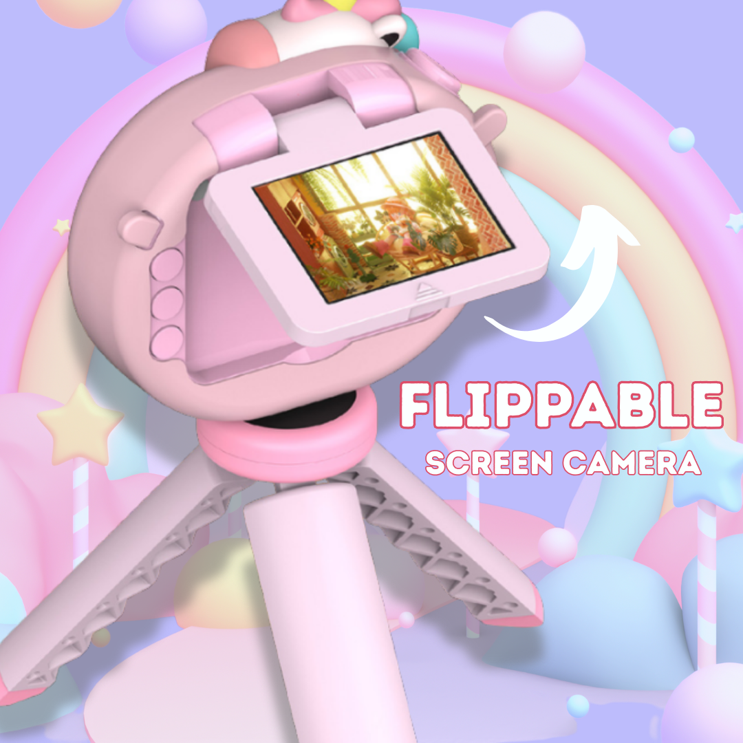 Purple Unicorn HD Flip Screen Camera w/ Tripod Stand Pix & Play Co.