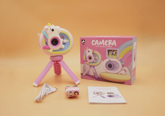 Pink Unicorn HD Flip Screen Camera w/ Tripod Stand Pix & Play Co.
